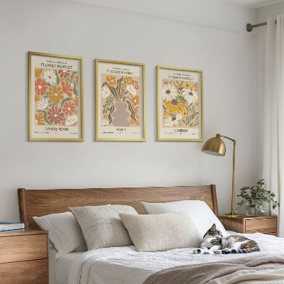 Set om 3 tavlor Blommönster Amsterdam Paris London