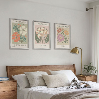 Tavelpaket med ramar Blomsterposters Köpenhamn London Paris