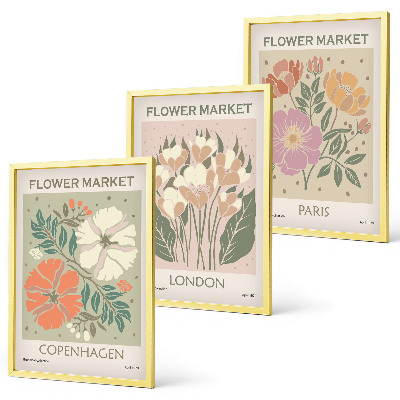 Tavelpaket med ramar Blomsterposters Köpenhamn London Paris