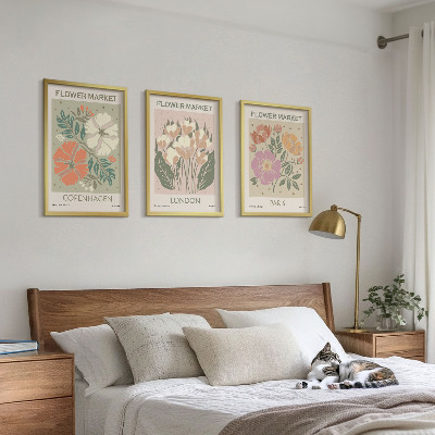 Tavelpaket med ramar Blomsterposters Köpenhamn London Paris