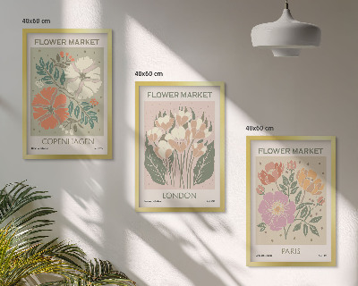 Tavelpaket med ramar Blomsterposters Köpenhamn London Paris