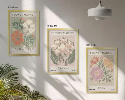 Posterpaket med ramar motiv av Köpenhamn, London och Paris