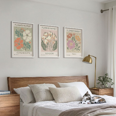 Tavelpaket med ramar Blomsterposters Köpenhamn London Paris
