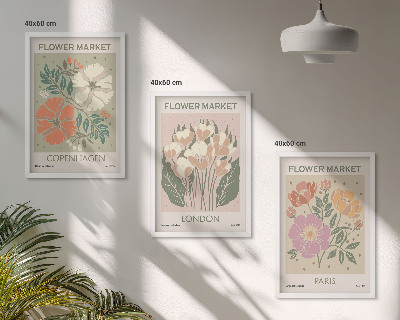 Tavelpaket med ramar Blomsterposters Köpenhamn London Paris