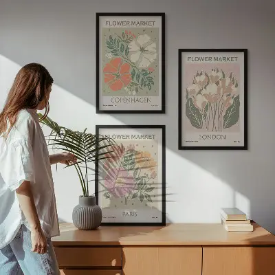 Posterpaket med ramar motiv av Köpenhamn, London och Paris