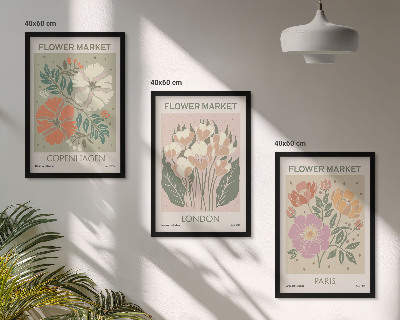 Tavelpaket med ramar Blomsterposters Köpenhamn London Paris