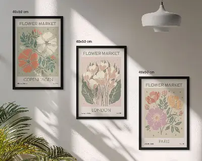 Posterpaket med ramar motiv av Köpenhamn, London och Paris