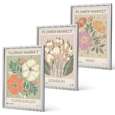 Tavelpaket med ramar Blomsterposters Köpenhamn London Paris
