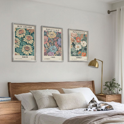 Set om 3 tavlor Blomsterposters Tokyo Paris London