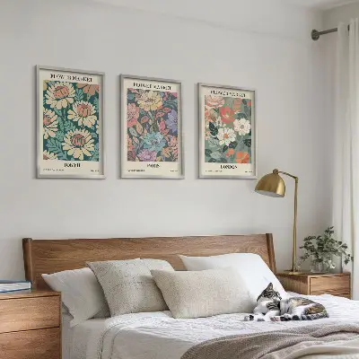 Blomsterposters Tokyo Paris London set med 3 tavlor