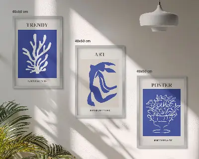 Abstrakta affischer i Matisse-stil tavelset för väggen ovanför soffan