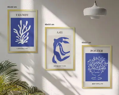 Abstrakta affischer i Matisse-stil tavelset för väggen ovanför soffan
