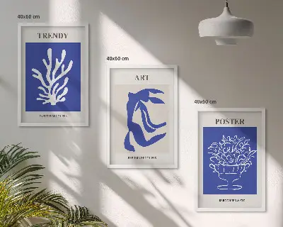 Abstrakta affischer i Matisse-stil tavelset för väggen ovanför soffan