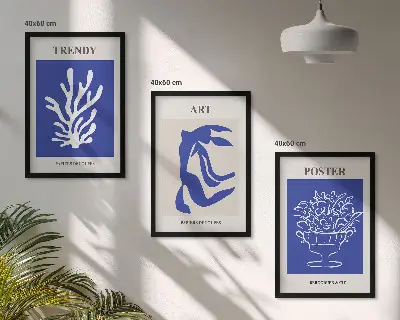 Abstrakta affischer i Matisse-stil tavelset för väggen ovanför soffan