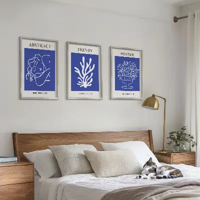 Blå posters set om 3 st