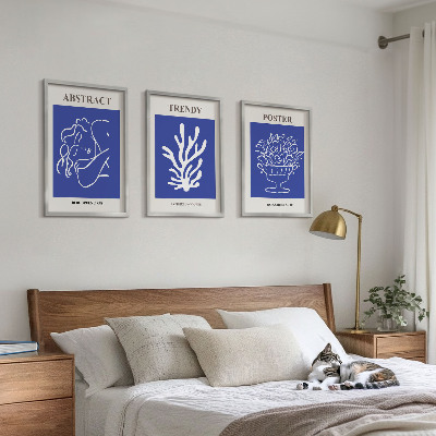 Set om 3 tavlor Snygga blå posters