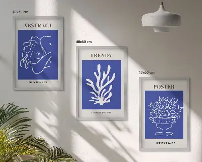Blå posters set om 3 st