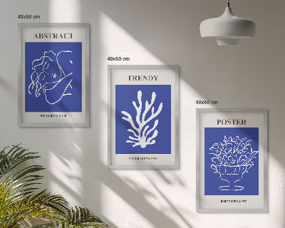 Set om 3 tavlor Snygga blå posters
