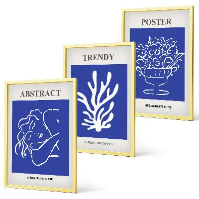 Blå posters set om 3 st