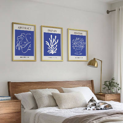 Set om 3 tavlor Snygga blå posters