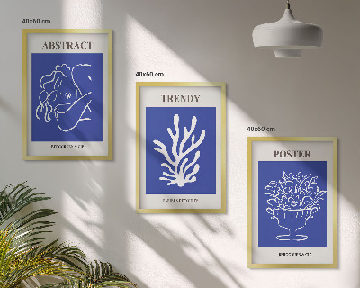 Set om 3 tavlor Snygga blå posters