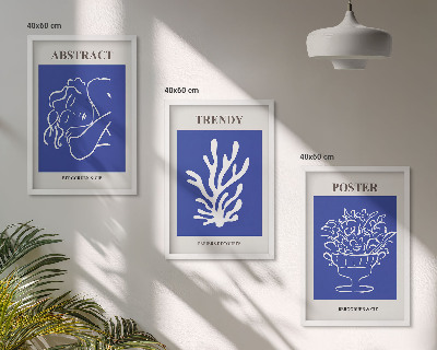 Set om 3 tavlor Snygga blå posters