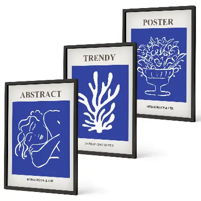Blå posters set om 3 st