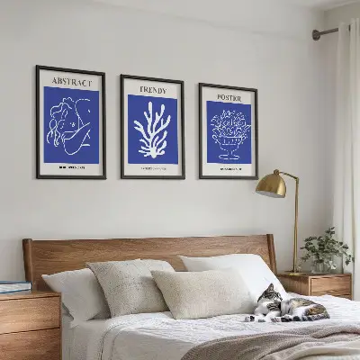 Blå posters set om 3 st
