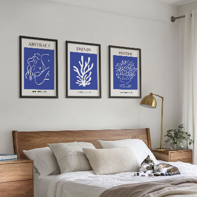 Set om 3 tavlor Snygga blå posters