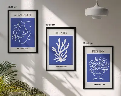 Blå posters set om 3 st