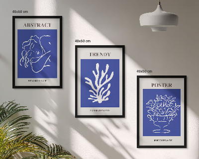 Set om 3 tavlor Snygga blå posters