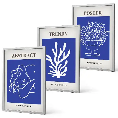 Blå posters set om 3 st