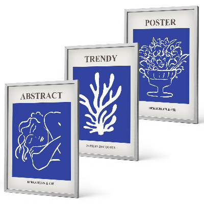Set om 3 tavlor Snygga blå posters