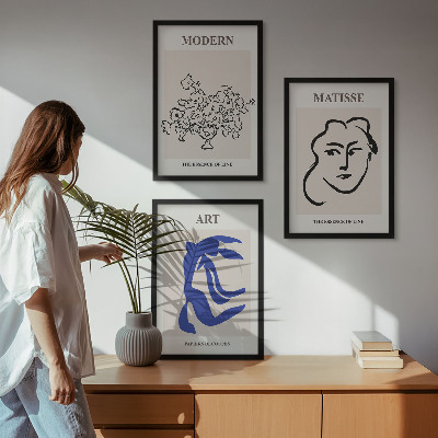 Tavelpaket med ramar Abstrakta minimalistiska posters