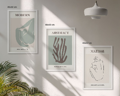Tavelset ovanför soffa Matisses eleganta abstrakta målningar