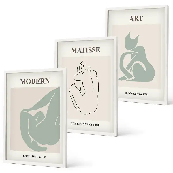 Abstrakta pastellfigurer tavelset med ramar