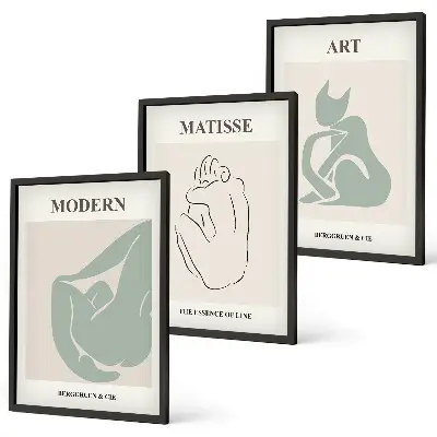 Abstrakta pastellfigurer tavelset med ramar