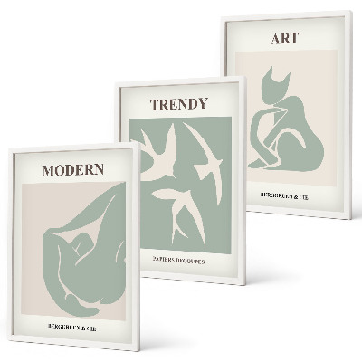 Set om 3 tavlor Matisse abstrakta figurer