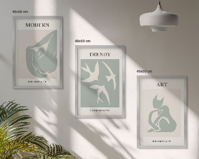 Set om 3 tavlor Matisse abstrakta figurer