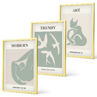 Set om 3 tavlor Matisse abstrakta figurer