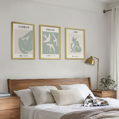 Set om 3 tavlor Matisse abstrakta figurer