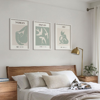 Set om 3 tavlor Matisse abstrakta figurer