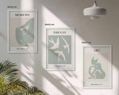 Set om 3 tavlor Matisse abstrakta figurer