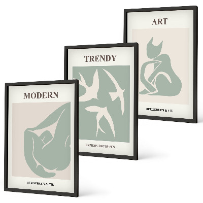 Set om 3 tavlor Matisse abstrakta figurer