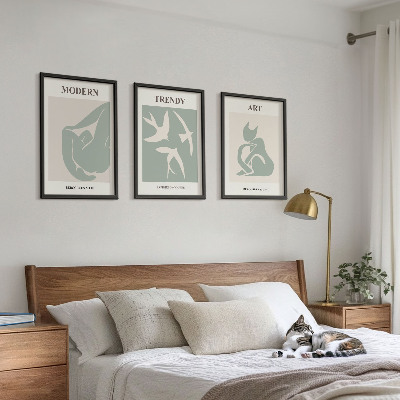 Set om 3 tavlor Matisse abstrakta figurer