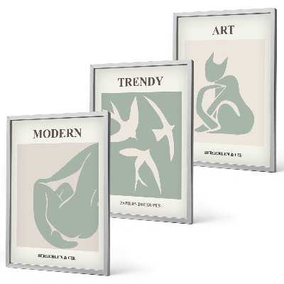 Set om 3 tavlor Matisse abstrakta figurer