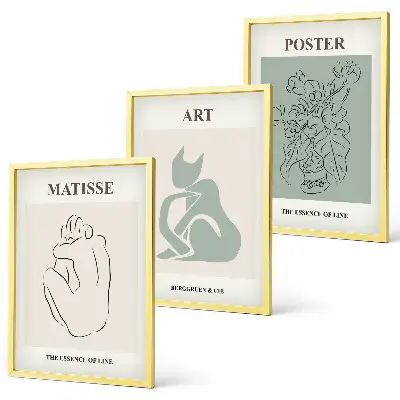 Matisse posters i grönt och beige tavelset för vägg ovanför soffa