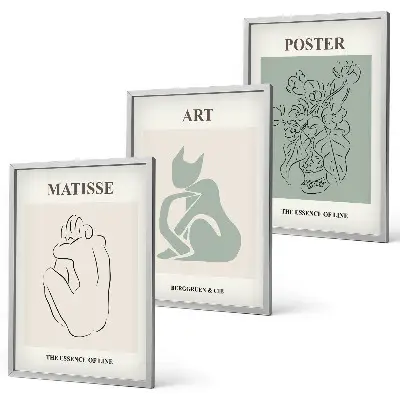Matisse posters i grönt och beige tavelset för vägg ovanför soffa
