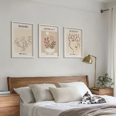 Moderna växtlinjer tavelset med ramar