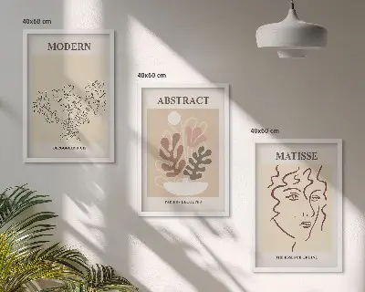 Moderna växtlinjer tavelset med ramar